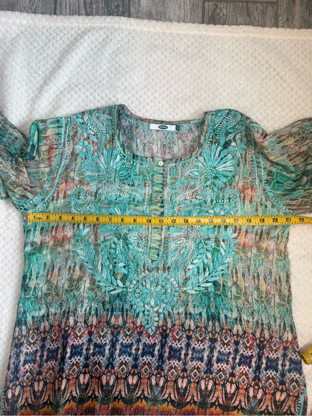 Dolma silk blend embroidered tunic SzL boho - Picture 13 of 13